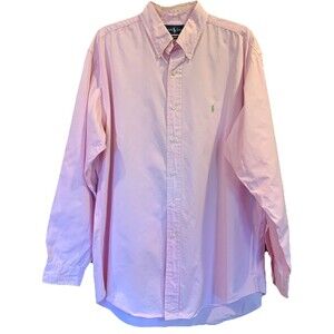 Ralph Lauren Men's Button Down Shirt Classic Fit Large Pink Pony Oxford Preppy